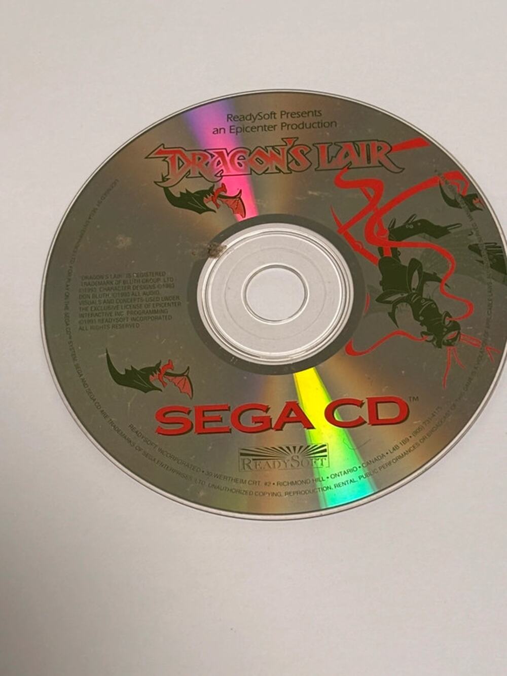 Dragon's Lair (Sega CD, 1994) Working Game Disc Only